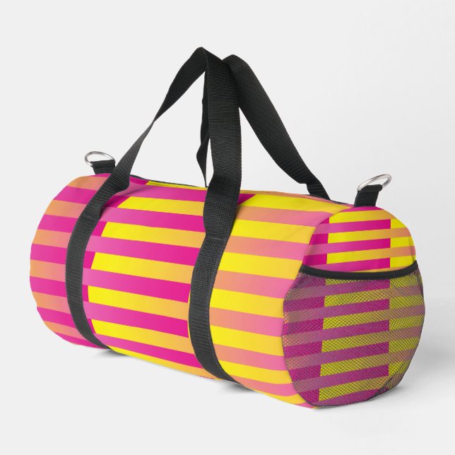 Rosa Gelborange Streifen Duffle Bag (Rechte Ecke)
