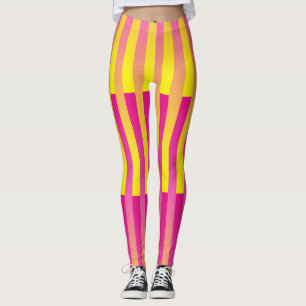 Rosa Gelborange Streifen Leggings