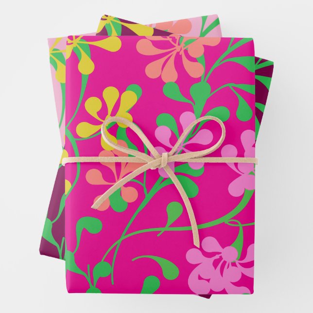 Rosa Gelborange Wildblumen Boho Floral Geschenkpapier Set (Beispiel)
