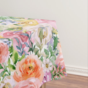 Rosa Gelbweiße Orange Rose Blume Muster Tischdecke