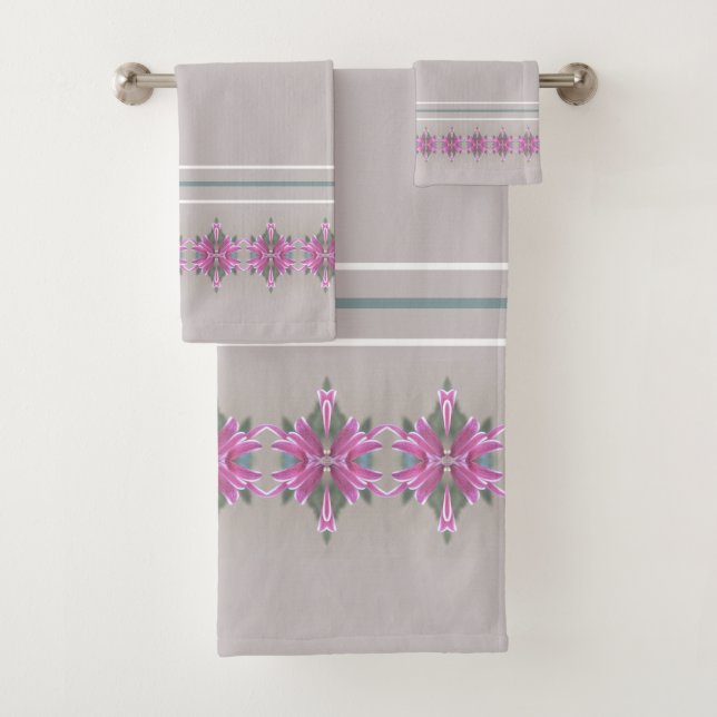 Rosa Gemustert im Detail Badhandtuch Set (Insitu)