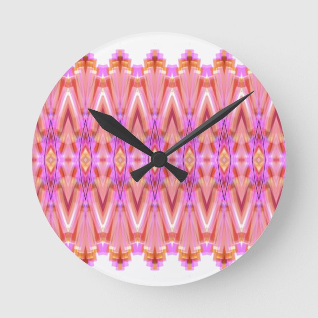 Rosa Gemusterte Wall-Uhr Runde Wanduhr (Vorderseite)