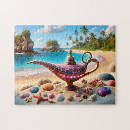 Rosa Genie-Lampe am Paradiesstrand Puzzle