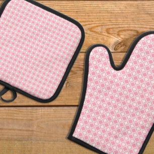 Rosa Geometrisch Ofenhandschuh & Topflappen-Set
