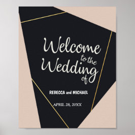 rosa, geometrische Hochzeit Poster