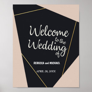 rosa, geometrische Hochzeit Poster