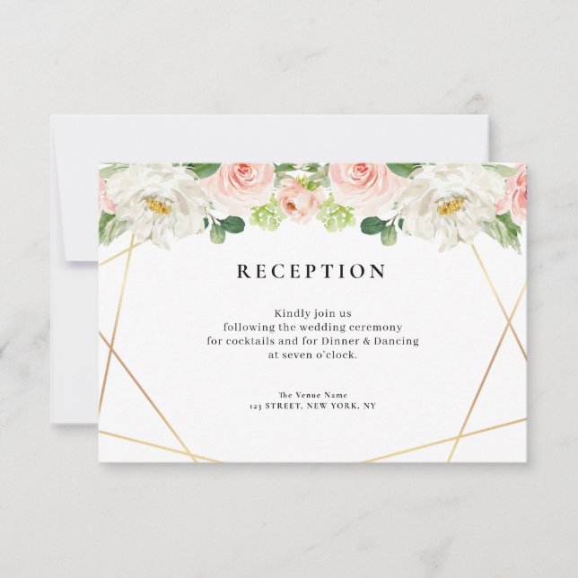 rosa geometrische Hochzeitskarte RSVP Karte (Vorderseite)
