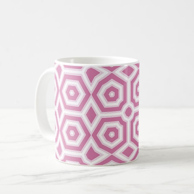 rosa geometrische Muster Deko Kaffeetasse (Vorderseite Links)