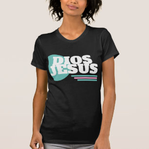 Rosa geometrischer Glaube Dios christlicher Slang T-Shirt