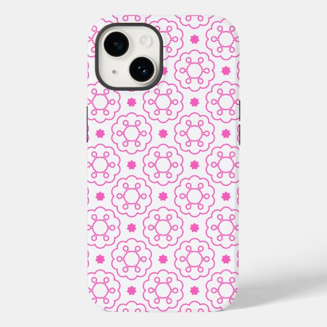 "Rosa geometrisches Blumenmuster" Moderne Muster-H Case-Mate iPhone Hülle (Rückseite)