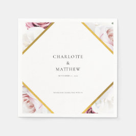 rosa geometrisches Hochzeitsfeierpapier Serviette