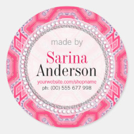 rosa geometrisches Muster aus Etikettenklebern Runder Aufkleber