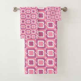 Rosa geometrisches Muster Badhandtuch Set