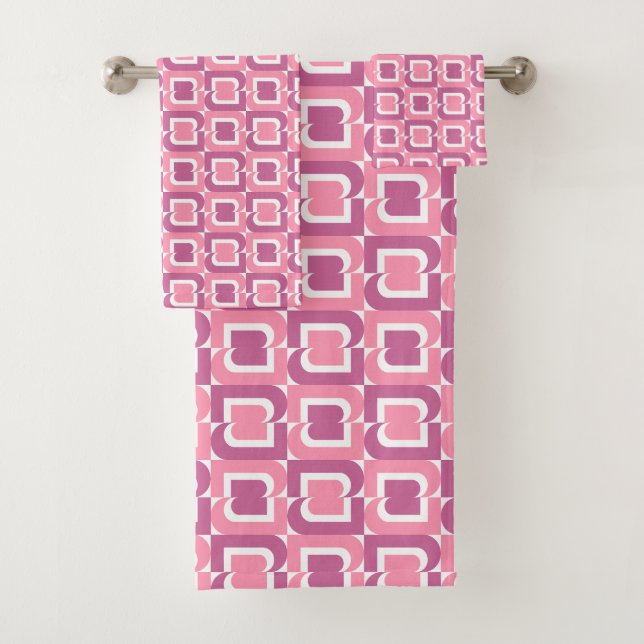 Rosa geometrisches Muster Badhandtuch Set (Insitu)