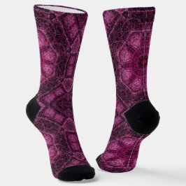 rosa geometrisches Muster mit Blumenmandala Socken