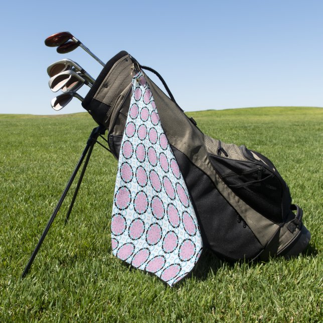 Rosa geometrisches Muster mit Kreis  Golfhandtuch (Gras)