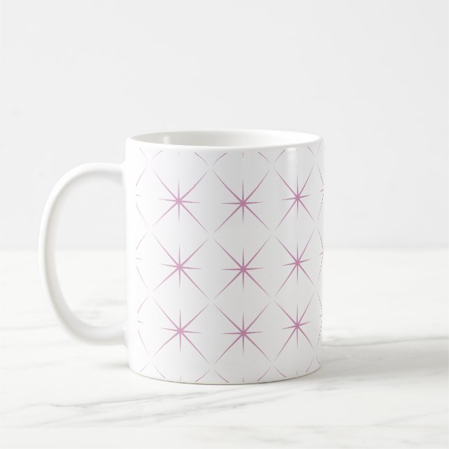 Rosa geometrisches Sternenmuster-Tasse Kaffeetasse (Links)