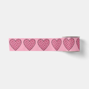 Rosa Gepard-Druck-Herzen Satinband