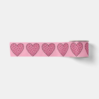 Rosa Gepard-Druck-Herzen Satinband