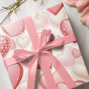 Rosa gepunktete Herzen Geschenkpapier