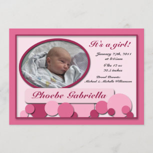 Rosa gepunkteter Spaß Geburtsankündigungen Ankündigung