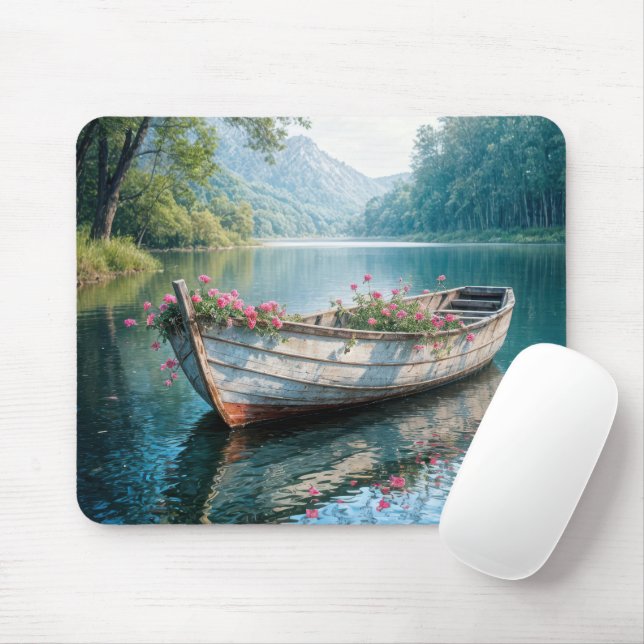 Rosa Geranien in Rowboat Mousepad (Mit Mouse)