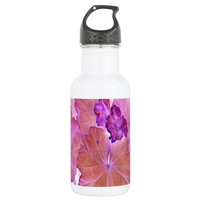 Rosa Geranium-Blätter Edelstahlflasche (Vorderseite)