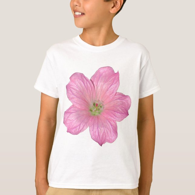 Rosa Geranium T-Shirt (Vorderseite)