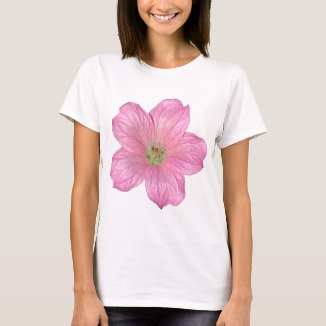 Rosa Geranium T-Shirt (Vorderseite)