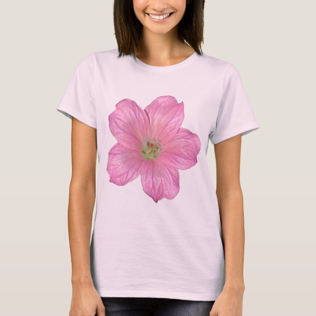 Rosa Geranium T-Shirt (Vorderseite)