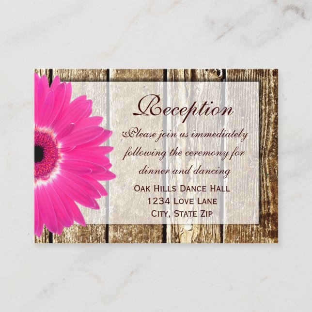 Rosa Gerber Daisy Wedding Reception Direction Card Begleitkarte (Vorderseite)