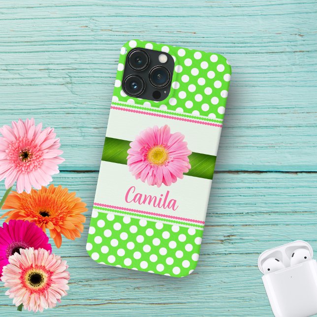 Rosa Gerber-Gänseblümchen mit Punkten Case-Mate iPhone Hülle (Von Creator hochgeladen)