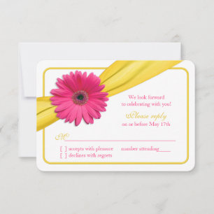 Rosa Gerber-Marguerite Gelbe Schleife Hochzeits-An RSVP Karte