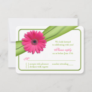 Rosa Gerber-Marguerite Grüne Band Hochzeit RSVP Karte
