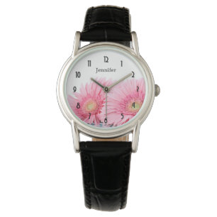 Rosa Gerbera Daisies Elegante Fotografie Armbanduhr