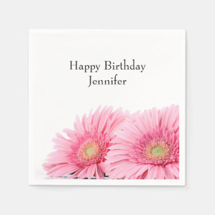 Rosa Gerbera Daisies Elegante Fotografie Geburtsta Serviette