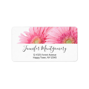 Rosa Gerbera Daisies Elegantes Foto Adressaufkleber