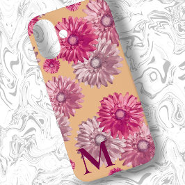 Rosa Gerbera Daisy Blume auf Orange Floral iPhone 16 Plus Hülle