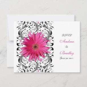Rosa Gerbera-Daisy Blumen-RSVP-Antwortkarte RSVP Karte