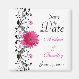 Rosa Gerbera-Daisy Hochzeit Save the Date Magnet