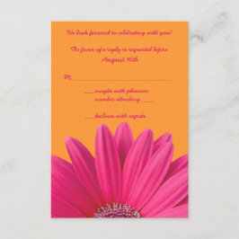 Rosa Gerbera Daisy Orange Wedding RSVP Card
