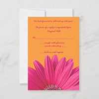 Rosa Gerbera Daisy Orange Wedding RSVP Card
