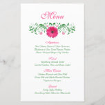 Rosa Gerbera Daisy Wedding Menu Card<br><div class="desc">Sie können den Text auf dieser hübschen rosa gerberfarbenen smaragdgrünen Blumenhochzeit oder besondere Anlass Menü-Karte anpassen. Um den Text zu ändern, verwenden Sie die Option Personalisieren. Für umfangreichere Änderungen am Menü, einschließlich Änderungen am Schriftart, der Größe des Schriftartes, der Farbe des Schriftartes oder der Textplatzierung, verwenden Sie die Option Anpassen....</div>