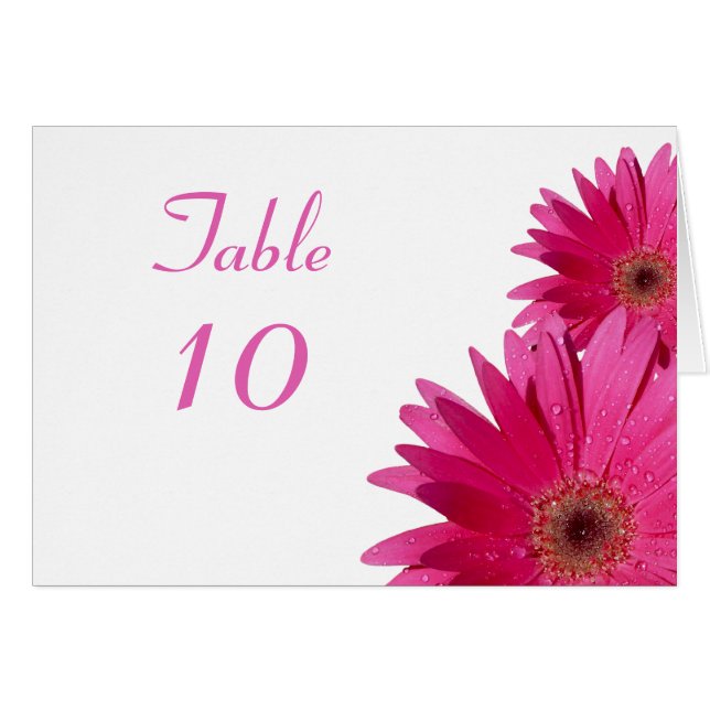 Rosa Gerbera Daisy White Wedding Zelt Table Card (Vorderseite (Horizontal))