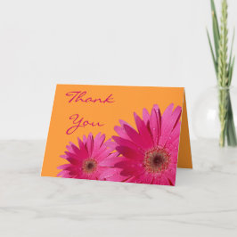 Rosa Gerbera-Gänseblümchen-orange Hochzeit danken Dankeskarte