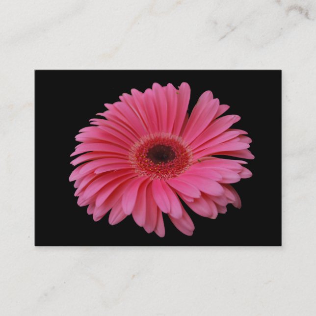 Rosa Gerbera-Schwarzes ACEO Visitenkarte (Vorderseite)
