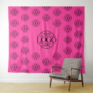Rosa Geschäft-Logo Step & Repeat Hintergrundbanner Wandteppich