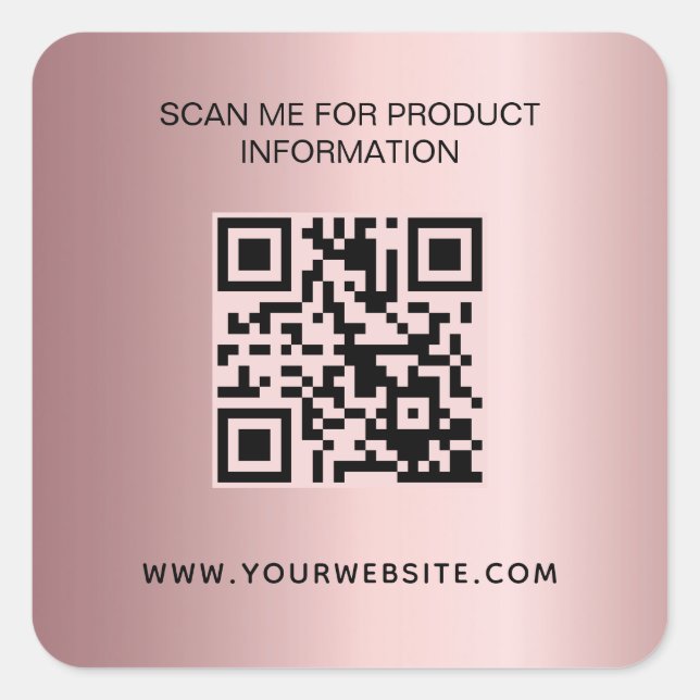 Rosa Geschäftsinfo-QR-Code Quadratischer Aufkleber (Vorderseite)