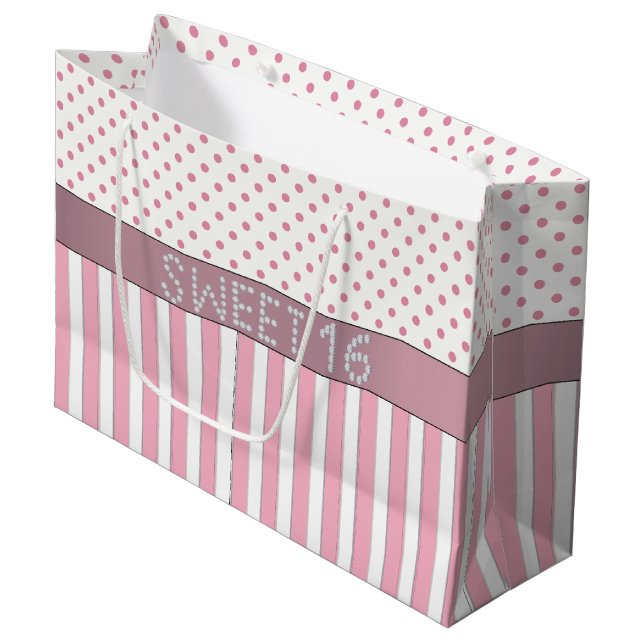 Rosa Geschenk-Tasche L des Große Geschenktüte (Vorderseite Schrägansicht)