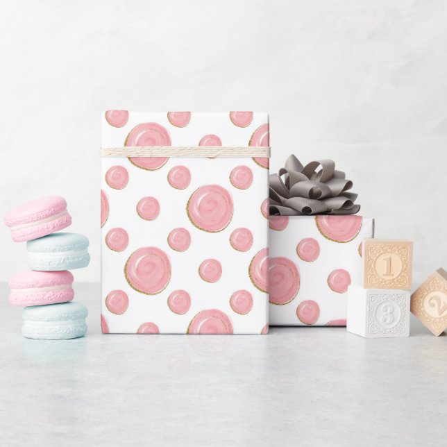 Rosa Geschenkpapier mit Blasen (Babyparty)